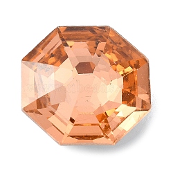 Faceted Glass Rhinestone Cabochons, Pointed Back, Octagon, Topaz, 23x23x10mm(GGLA-C032-05B)