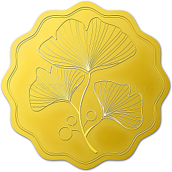 Self Adhesive Gold Foil Embossed Stickers, Medal Decoration Sticker, Leaf Pattern, 5x5cm(DIY-WH0211-183)