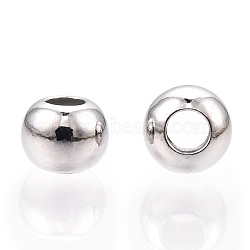 Rhodium Plated 925 Sterling Silver Beads, Round, Real Platinum Plated, 4x3mm, Hole: 1.8mm(STER-T007-12P-02)