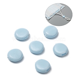 PVC Plastic Cord Lock for Mouth Cover, Anti Slip Cord Buckles, Rope Adjuster, Flat Round, Light Blue, 10x4mm, Hole: 1.6mm and 1.6x4mm(KY-K011-06)
