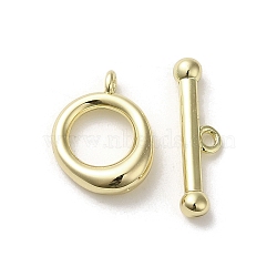 Brass Toggle Clasps, Long-Lasting Plated, Ring, Golden, 13x10x2.5mm, Hole: 1.2mm(KK-C048-03G)