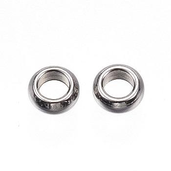 201 Stainless Steel Spacer Beads, Ring, Stainless Steel Color, 4x1.5mm, Hole: 2mm