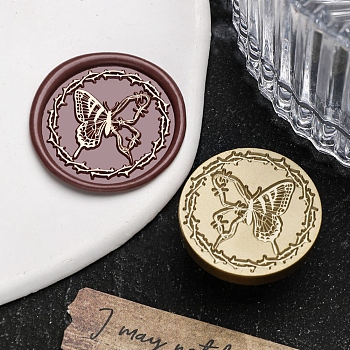 Halloween Theme Golden Tone Brass Wax Seal Stamp Head, for DIY Wax Seal Stamp Making, Butterfly, 30x25x15mm, Hole: 6.9mm