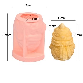 Twelve Animals Ice Cream DIY Food Grade Silicone Statue Mold, Portrait Sculpture Resin Casting Molds, for UV Resin, Epoxy Resin Craft Making, Chick, 82x66x54mm, Inner Diameter: 73x56x46mm