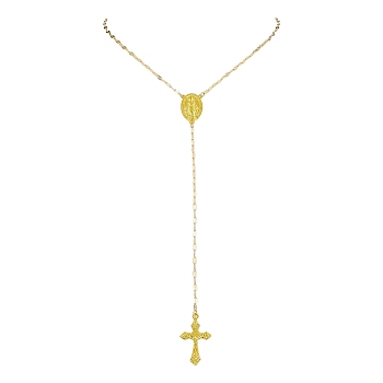Alloy Cross Pendant Necklaces for Women, with Brass Dapped Chains, Golden, 16.42 inch(417mm)