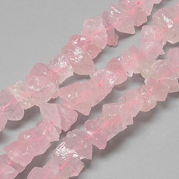 Natural Rose Quartz Beads Strands, Chip, 7~15x9.5~13x9.5~13mm, Hole: 1mm, about 43~45pcs/strand, 15.7 inch