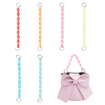 WADORN 6Pcs 6 Colors Acrylic Cable Chain Short Bag Straps, with Alloy Spring Gate Ring, Mixed Color, 23.3cm, 1pc/color