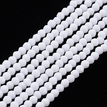 Glass Beads Strands, Faceted, Rondelle, White, 2mm, Hole: 0.5mm, about 192~194pcs/strand, 12.99~13.39 inches(33~34cm)