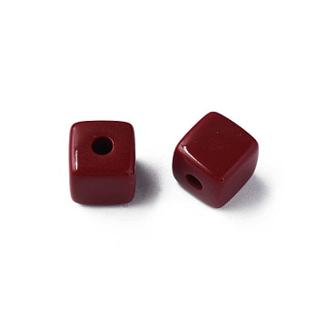 Opaque Acrylic Beads, Cube, Dark Red, 12.5x12.5x12.5mm, Hole: 3.5mm, about 263pcs/500g