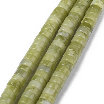 Natural Xinyi Jade Chinese Southern Jade Beads Strands, Heishi Beads, Flat Round/Disc, 6x3mm, Hole: 1mm, about 119~131pcs/strand, 14.76~15.74 inch (37.5~40cm)