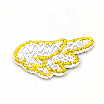 Computerized Embroidery Cloth Iron On/Sew On Patches, Costume Accessories, Right Wing, Gold, 20x39mm
