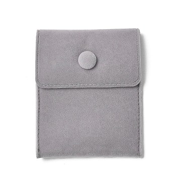 Velvet Jewelry Storage Pouches, Rectangle Jewelry Bags with Snap Fastener, for Earrings, Rings Storage, Light Grey, 9.7~9.75x7.9cm
