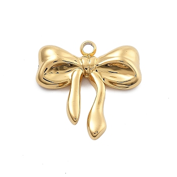 304 Stainless Steel Pendants, Bowknot Charm, PVD Vacuum Plating, Real 18K Gold Plated, 15.5x15.5x3mm, Hole: 1.6mm