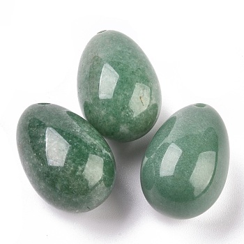 Natural Green Aventurine Pendants, Easter Egg Stone, 31x20x20mm, Hole: 2mm