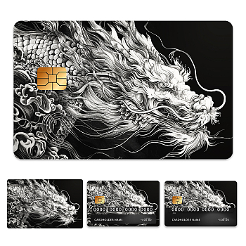 Plastic Waterproof Card Stickers, Self-adhesion Card Skin for Bank Card Decor, Rectangle, Dragon, 140x190mm