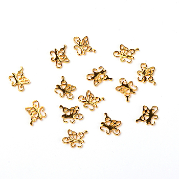 Alloy Open Back Bezel Cabochons, For DIY UV Resin, Epoxy Resin, Pressed Flower Jewelry, Butterfly, Golden, 14.5x13x1.5mm, Hole: 2mm