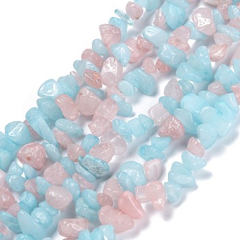 Natural White Jade Beads Strands, Imitation Morganite, Chip, Dyed, 3~16x3~8mm, Hole: 0.7mm, 32.28''(82cm)