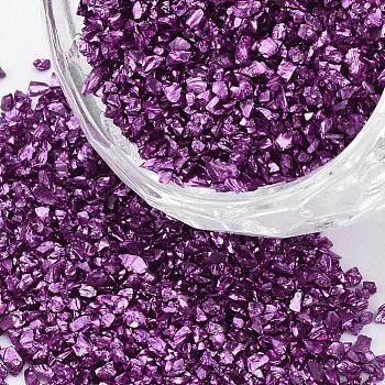 FGB Plated Glass Seed Beads, For Nail Art Decoration Accessories, No Hole/Undrilled, Chips, Purple, 1.0~1.5mm, about 450g/bag
