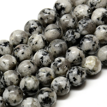 Natural Sesame Jasper/Kiwi Jasper Beads Strands, Round, 6~6.5mm, Hole: 1mm, about 63pcs/strand, 15.5 inch