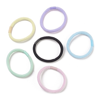 Nylon Elastic Hair Ties, Ponytail Holder, with Plastic Beads, Girls Hair Accessories, Mixed Color, 4.5~5mm, Inner Diameter: 42mm