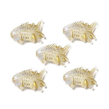 Plating Acrylic Beads, Golden Metal Enlaced, Goldfish, Gold, 14x21x5.5mm, Hole: 1.8mm