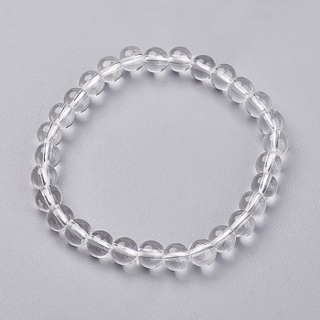 Natural Quartz Crystal Stretch Bracelets, Round, 47mm(1-7/8 inch), Bead: 65mm 