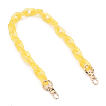 Bag Handles, with Transparent Acrylic Linking Rings, Golden Alloy Swivel Clasps & Spring Gate Rings, for Bag Straps Replacement Accessories, Yellow, 23.62 inch(60cm)