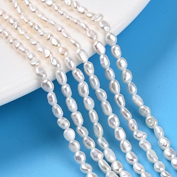 Natural Cultured Freshwater Pearl Beads Strands, Baroque Pearls Keshi Pearl Beads, Two Sides Polished, Creamy White, 3~4x2.5~3.5x2~3mm, Hole: 0.5mm, about 90~94pcs/strand, 13.98~14.17''(35.5~36cm)