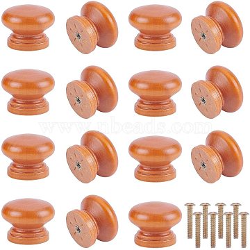 Wood Drawer Knobs, for Home, Cabinet, Cupboard and Dresser, Brown, 33x25mm, Hole: 3mm, Screw: 23x7.5mm(FIND-WH0066-10)