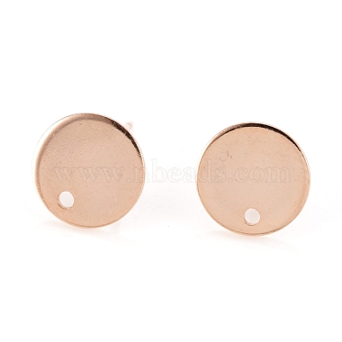 Real 24K Gold Plated Flat Round 201 Stainless Steel Stud Earring Findings