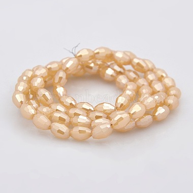 Pearl Luster Plated Imitation Jade Glass Faceted Rice Beads Strands(GLAA-A030A-PL04)-2