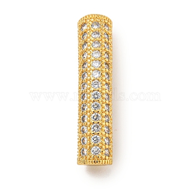 Clear Tube Brass+Cubic Zirconia Tube Beads