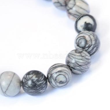 Natural Black Silk Stone/Netstone Round Bead Strands(G-E334-12mm-05)-2