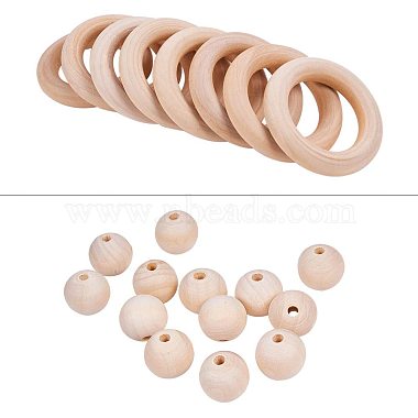 Round/Ring Unfinished Wood Beads(PH-WOOD-G003-02)-3