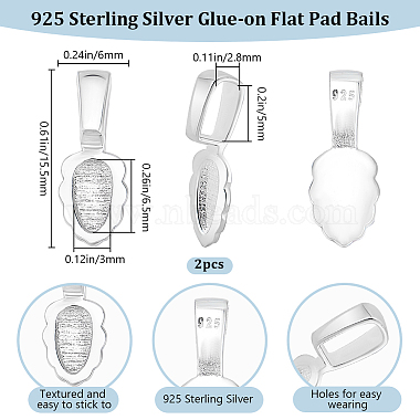 2Pcs 925 Sterling Silver Pinch Bails(STER-BBC0007-54)-2