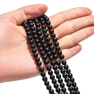 Synthetic Black Stone Beads Strands(G-G508-6MM)-4