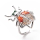 Открытое кольцо-манжета с оранжевым циркониевым жуком(RJEW-C029-02)-2