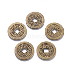 Tibetan Style Alloy Chinese Coin Pendants, Flat Round, Nickel Free, Antique Bronze, 24x0.9mm(PALLOY-WH0060-01C-NF)
