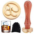 1Pc Brass Stamp Head, 1Pc Pear Wood Handle, and 1Pc Rectangle Velvet Pouches, for Wax Seal Stamp, Letter.B, Ice Brass Stamp Head: 30x12mm, 1pc(DIY-CP0006-97)