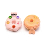 Resin Cabochons, DIY for Mobile Phone Decoration & Bobby Pin Accessories, Doughnut, Pink, 23x22.5x15.5mm(RESI-WH0025-20)