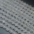 Natural Gemstone Beads Strands, Quartz Crystal, Frosted, Round, White, about 8mm in diameter, hole: 1mm, about 49 pcs/strand, 15.5 inch(X-G497-2)