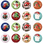 16Pcs 8 Colors Christmas Handmade Lampwork Enamel Beads, Flat Round, Mixed Shapes, Mixed Color, 18~18.5x10.5~12.5mm, Hole: 1.2~1.4mm, 2pcs/color(LAMP-FS0001-63)