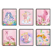 Chemical Fiber Oil Canvas Hanging Painting, Home Wall Decoration, Rectangle, Unicorn Pattern, 250x200mm, 6pcs/set(AJEW-WH0173-154)