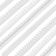 BENECREAT 32 Yards 4 Style  Nylon Ribbon, for Home Textile Curtain, Underwear Clothing, White, 3/8~5/8 inch(10~15mm), 8 yards/style(WCOR-BC0001-03)