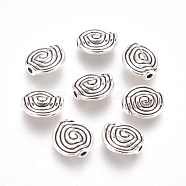 Tibetan Style Alloy Beads, Lead Free and Cadmium Free, Flat Round, Antique Silver, 11.5x4mm, Hole: 1.5mm(LF0479Y)