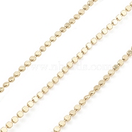 Brass Flat Round Beaded Ball Chains, Unwelded, with Spool, Real 18K Gold Plated, 2x1mm(CHC-M025-53G)