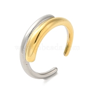 304 Stainless Steel Cuff Double Layered Rings, Real Gold Plated & Real Platinum Plated, US Size 7(17.3mm)(RJEW-Q807-02G)