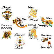 8 Sheets 8 Styles PVC Waterproof Wall Stickers, Self-Adhesive Decals, for Window or Stairway Home Decoration, Rectangle, Bees Pattern, 200x145mm, about 1 sheet/style(DIY-WH0345-046)