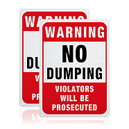Globleland UV Protected & Waterproof Aluminum Warning Signs, Warning No Dumping - Violators Will be Prosecuted Sign, Red, 250x180x1mm, Hole: 4mm(AJEW-GL0001-05A-13)