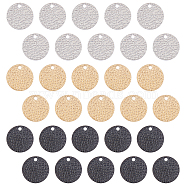 SUNNYCLUE Vacuum Plating 304 Stainless Steel Charms, Textured, Laser Cut, Flat Round, Mixed Color, 12x1mm, Hole: 1mm, 30pcs/box(STAS-SC0001-59B)